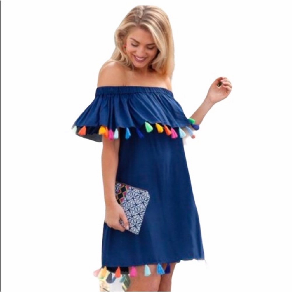 NWT Escapada living Monica tassel dress large